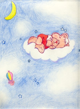 Puffalump Bear take a nap on a cloud. Used as the report cover.